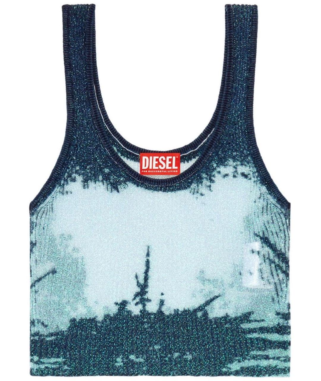 DIESEL Голубая полиэстеровая майка, фото 1