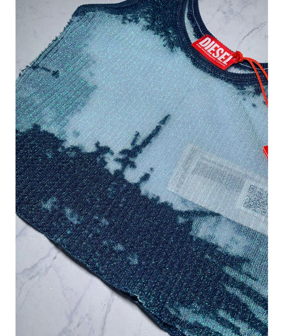 DIESEL Голубая полиэстеровая майка, фото 6