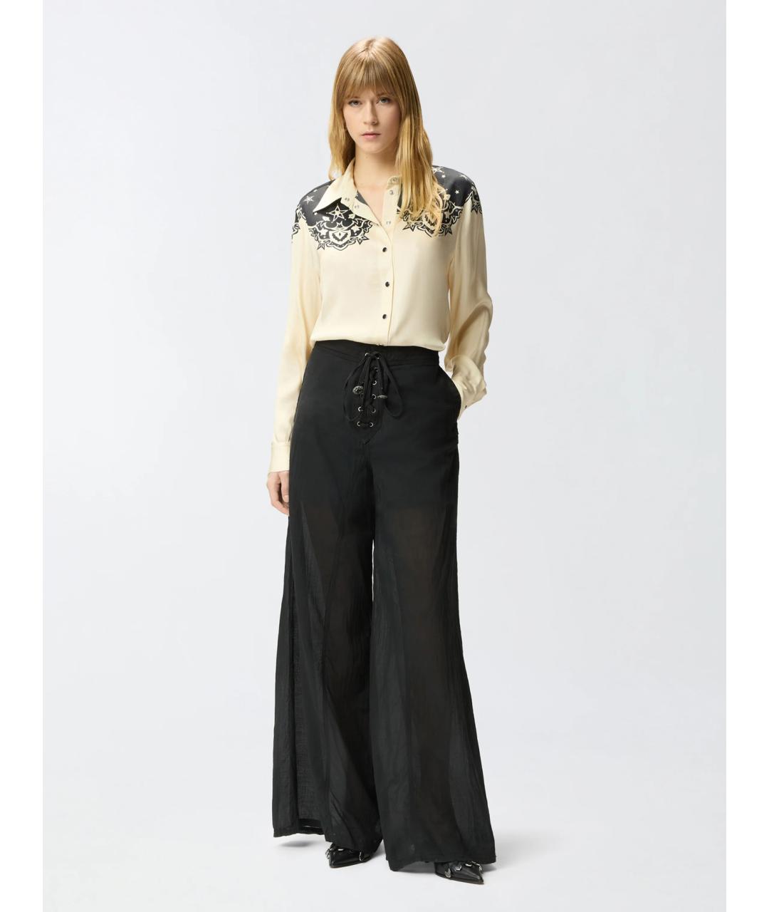 PINKO Черные хлопковые прямые брюки, фото 2