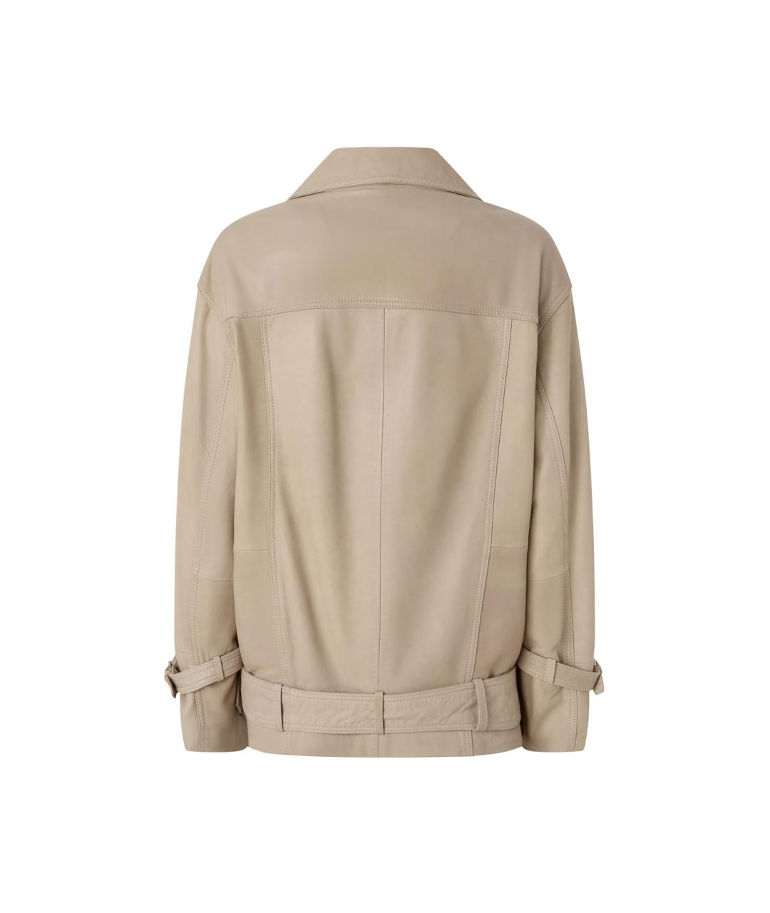 PINKO Бежевая кожаная куртка, фото 2