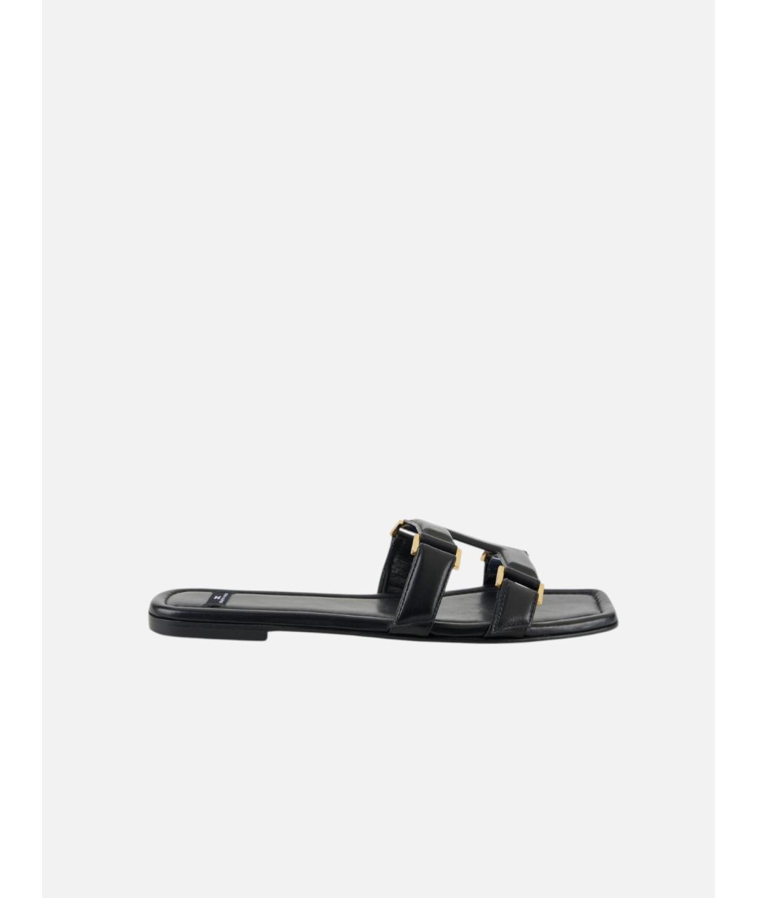 ELISABETTA FRANCHI Черные кожаные шлепанцы, фото 6