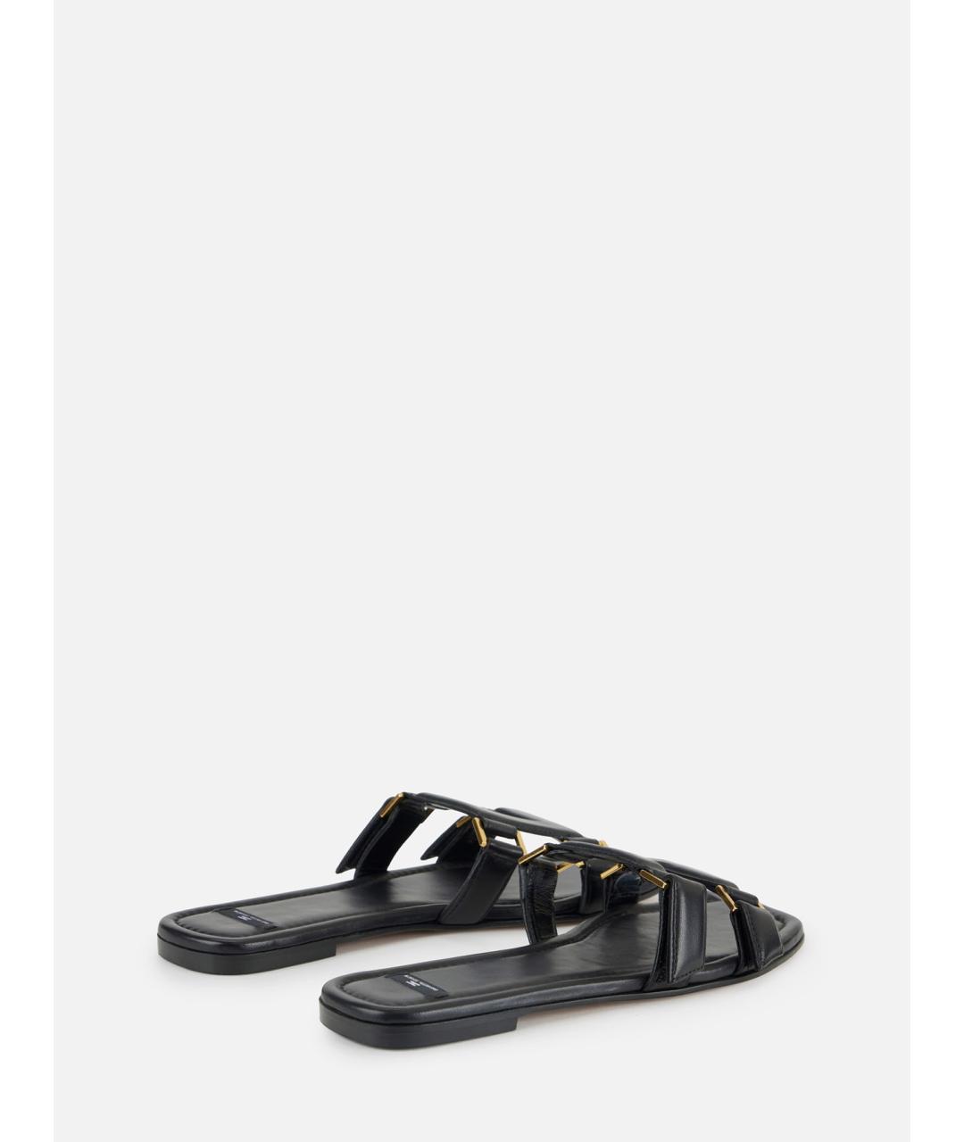 ELISABETTA FRANCHI Черные кожаные шлепанцы, фото 4