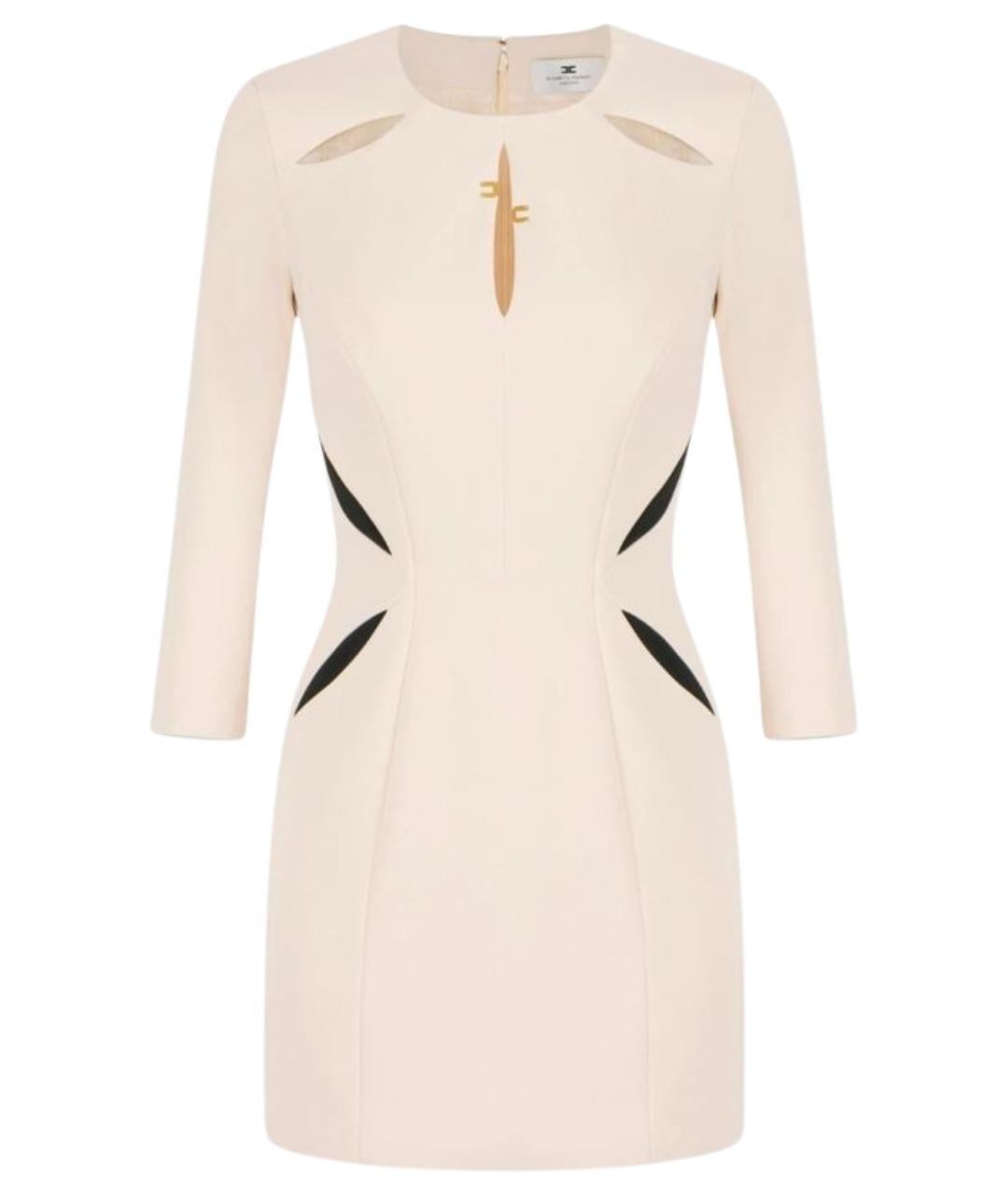 ELISABETTA FRANCHI Бежевое полиэстеровое повседневное платье, фото 1