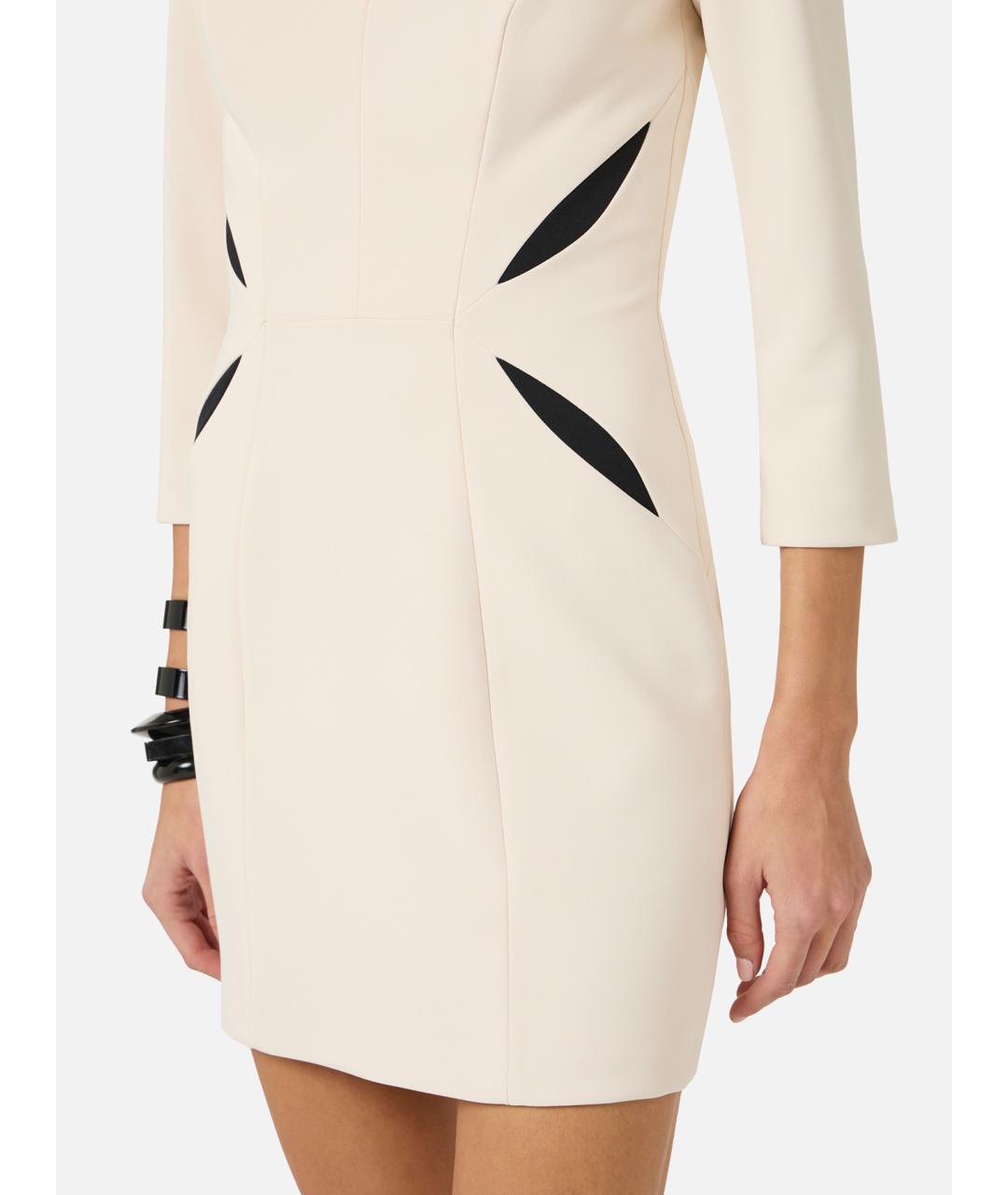 ELISABETTA FRANCHI Бежевое полиэстеровое повседневное платье, фото 5