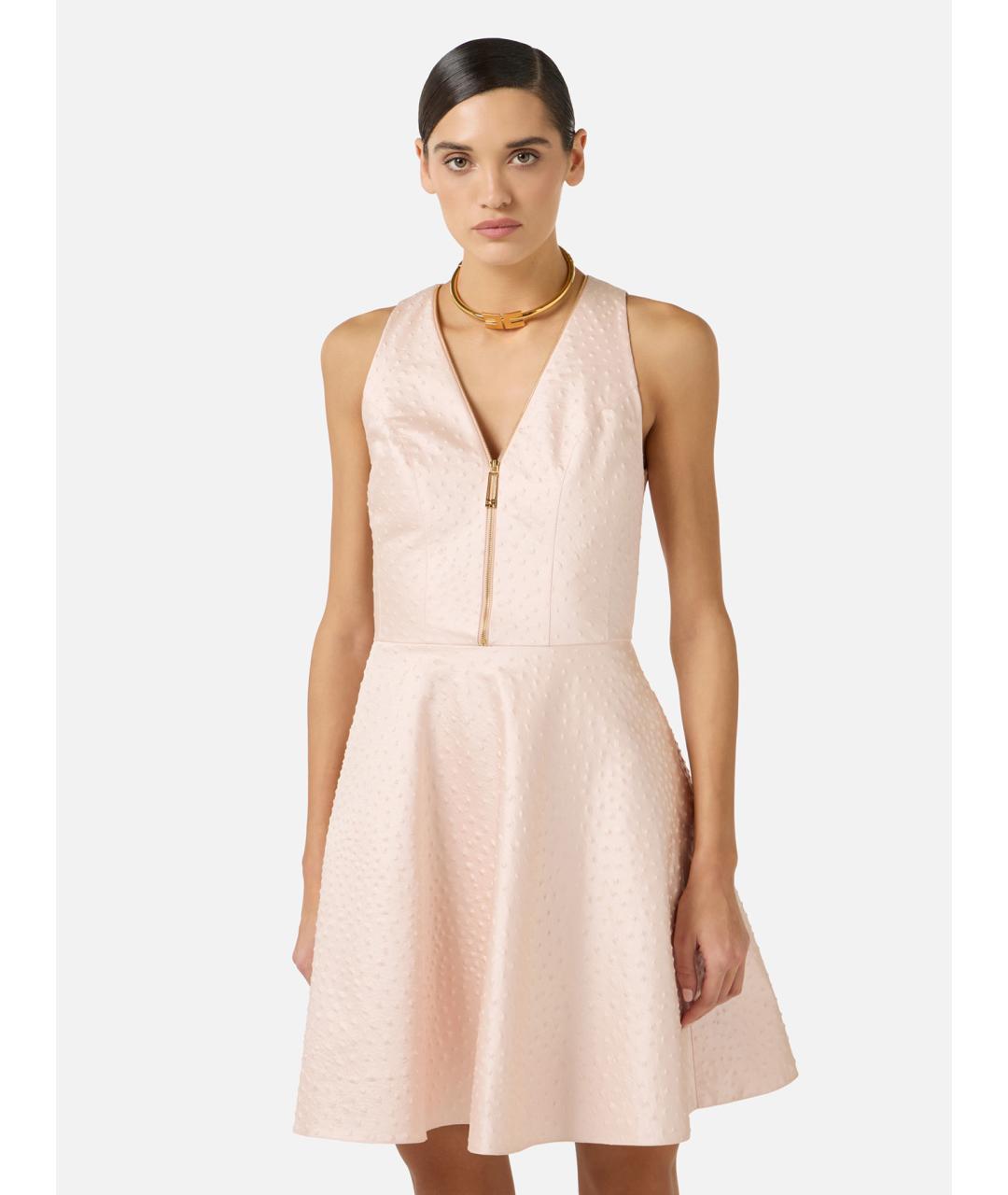 ELISABETTA FRANCHI Розовое полиэстеровое коктейльное платье, фото 3