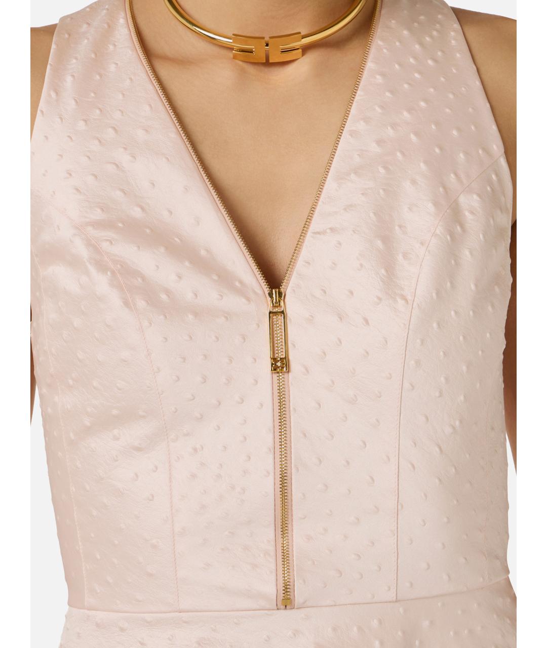 ELISABETTA FRANCHI Розовое полиэстеровое коктейльное платье, фото 5