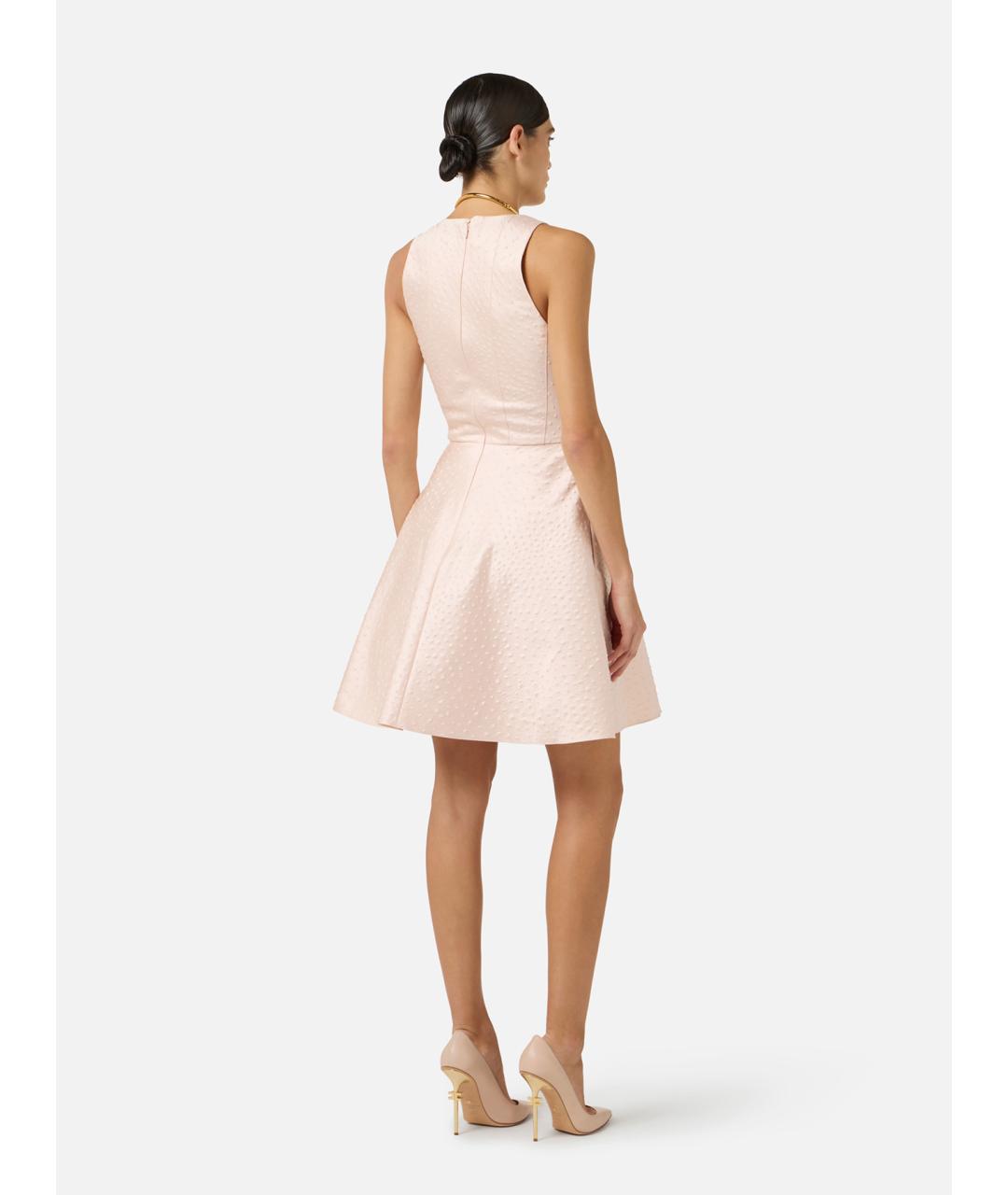 ELISABETTA FRANCHI Розовое полиэстеровое коктейльное платье, фото 4
