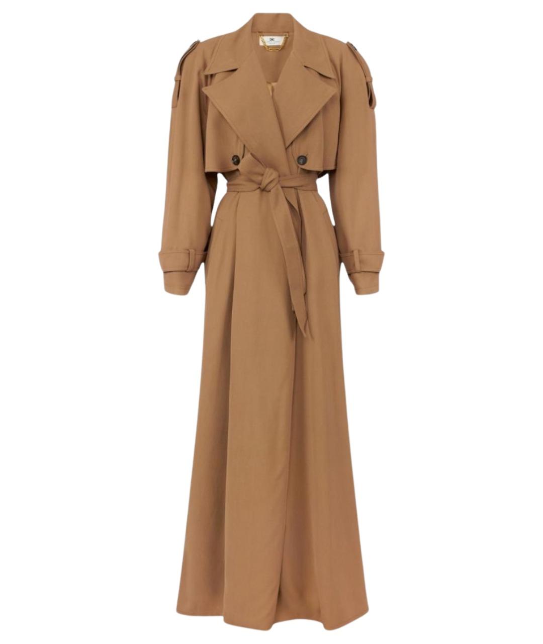 ELISABETTA FRANCHI Коричневый вискозный тренч/плащ, фото 1