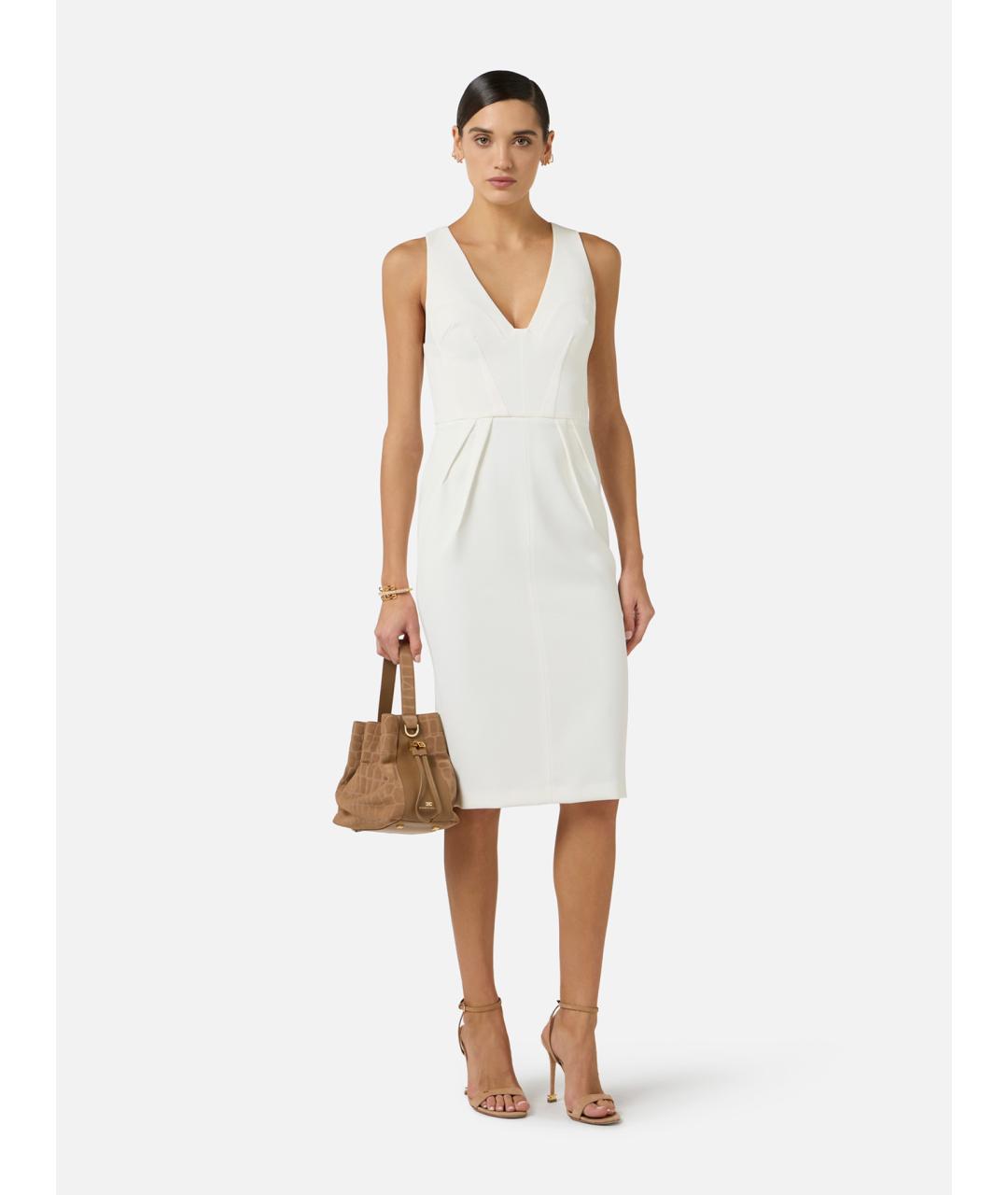 ELISABETTA FRANCHI Белое полиэстеровое повседневное платье, фото 2