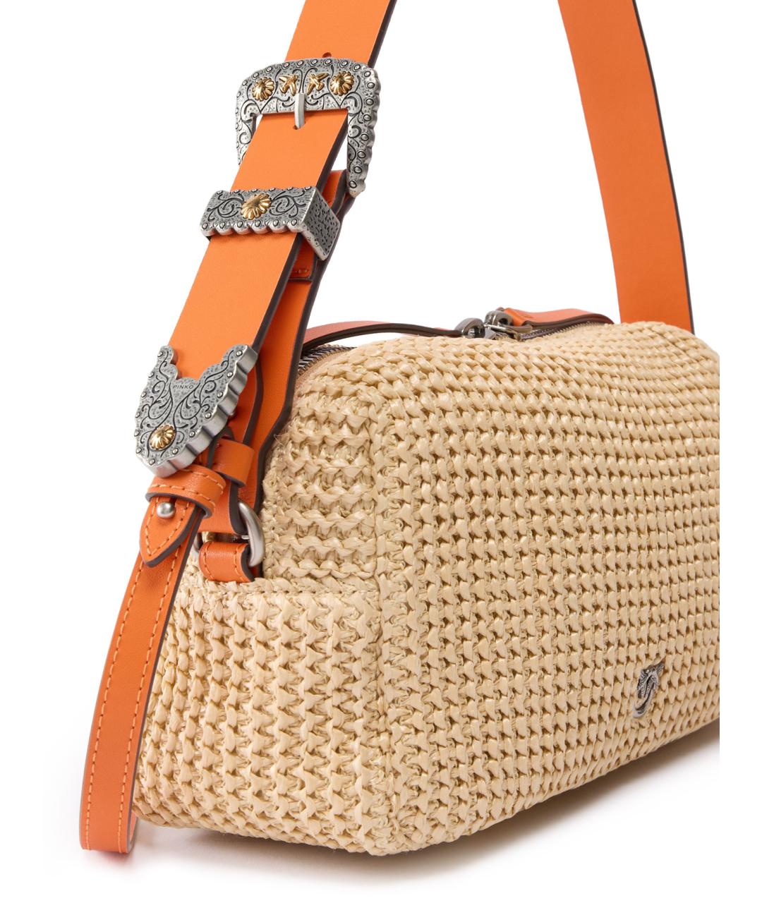 PINKO Бежевая пелетеная сумка через плечо, фото 2