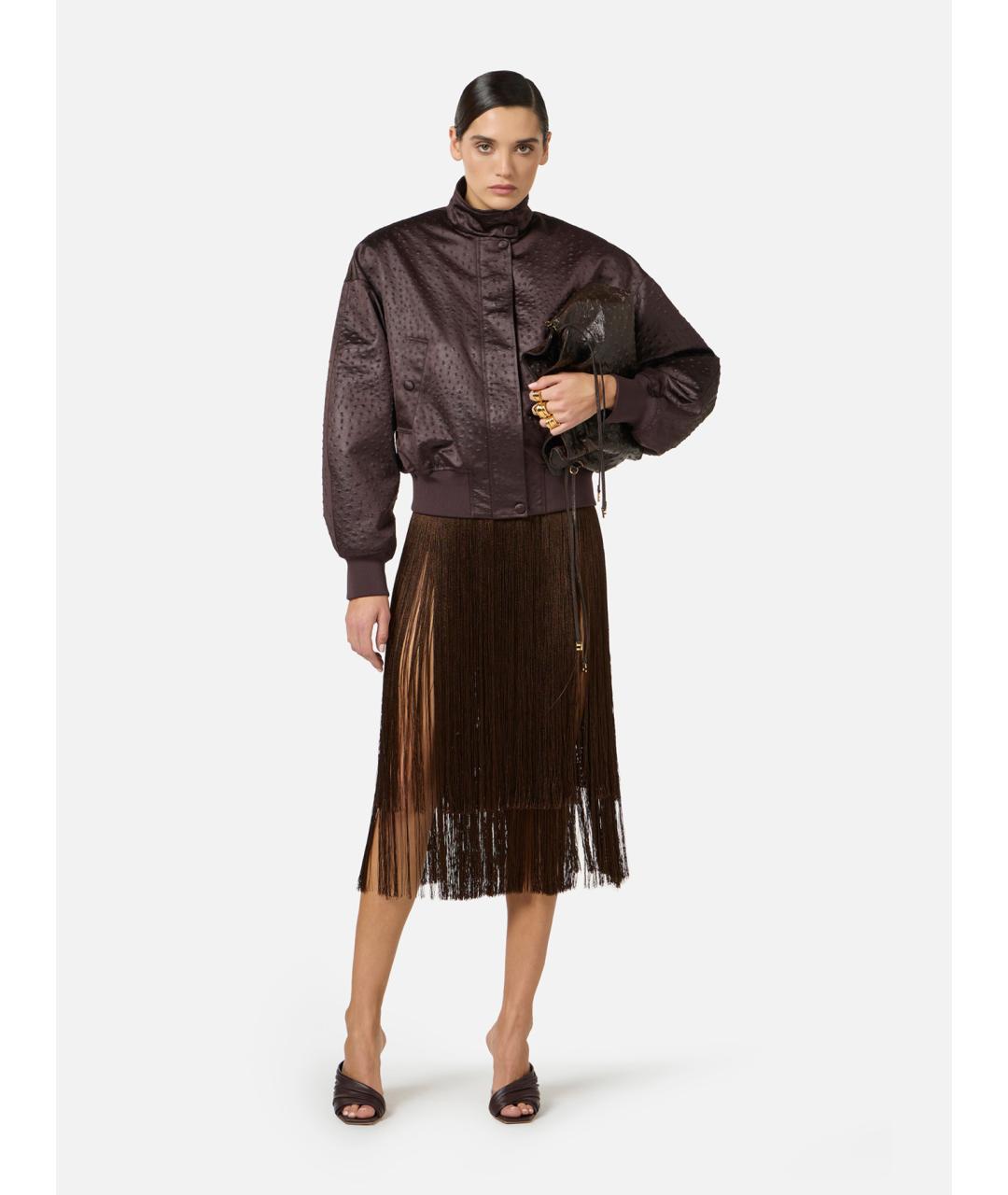 ELISABETTA FRANCHI Коричневая полиамидовая куртка, фото 3