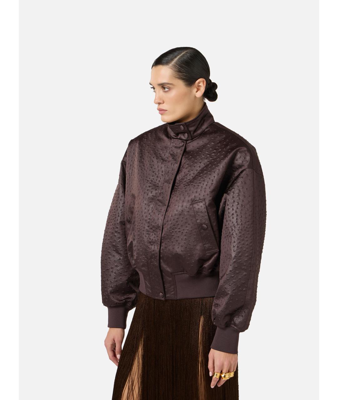 ELISABETTA FRANCHI Коричневая полиамидовая куртка, фото 4