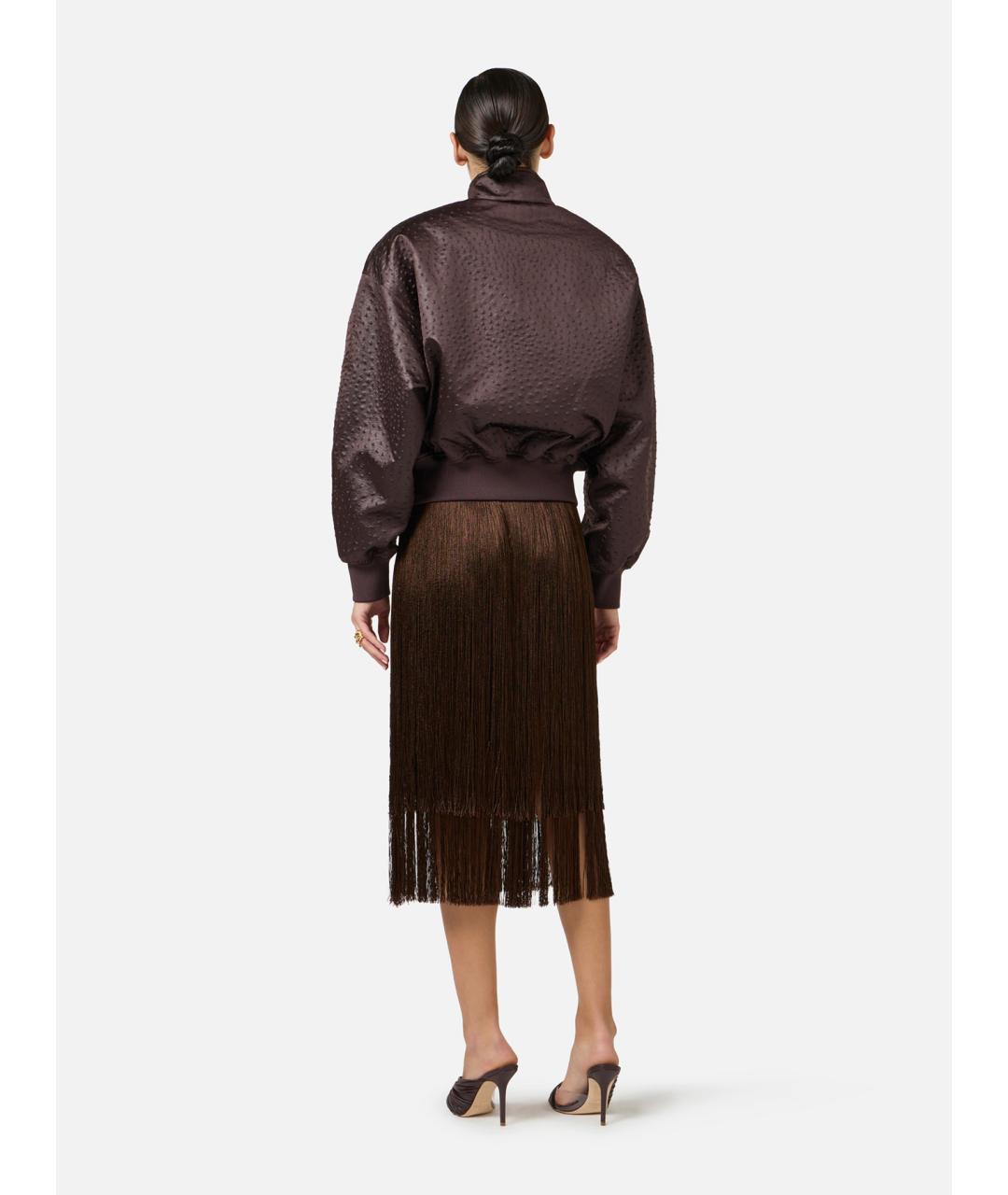 ELISABETTA FRANCHI Коричневая полиамидовая куртка, фото 6