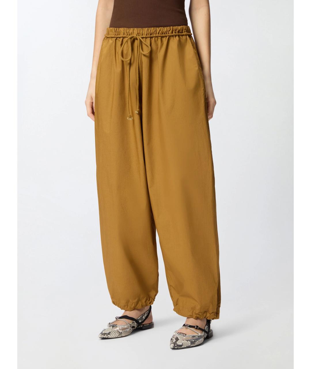 PINKO Желтые хлопковые прямые брюки, фото 3