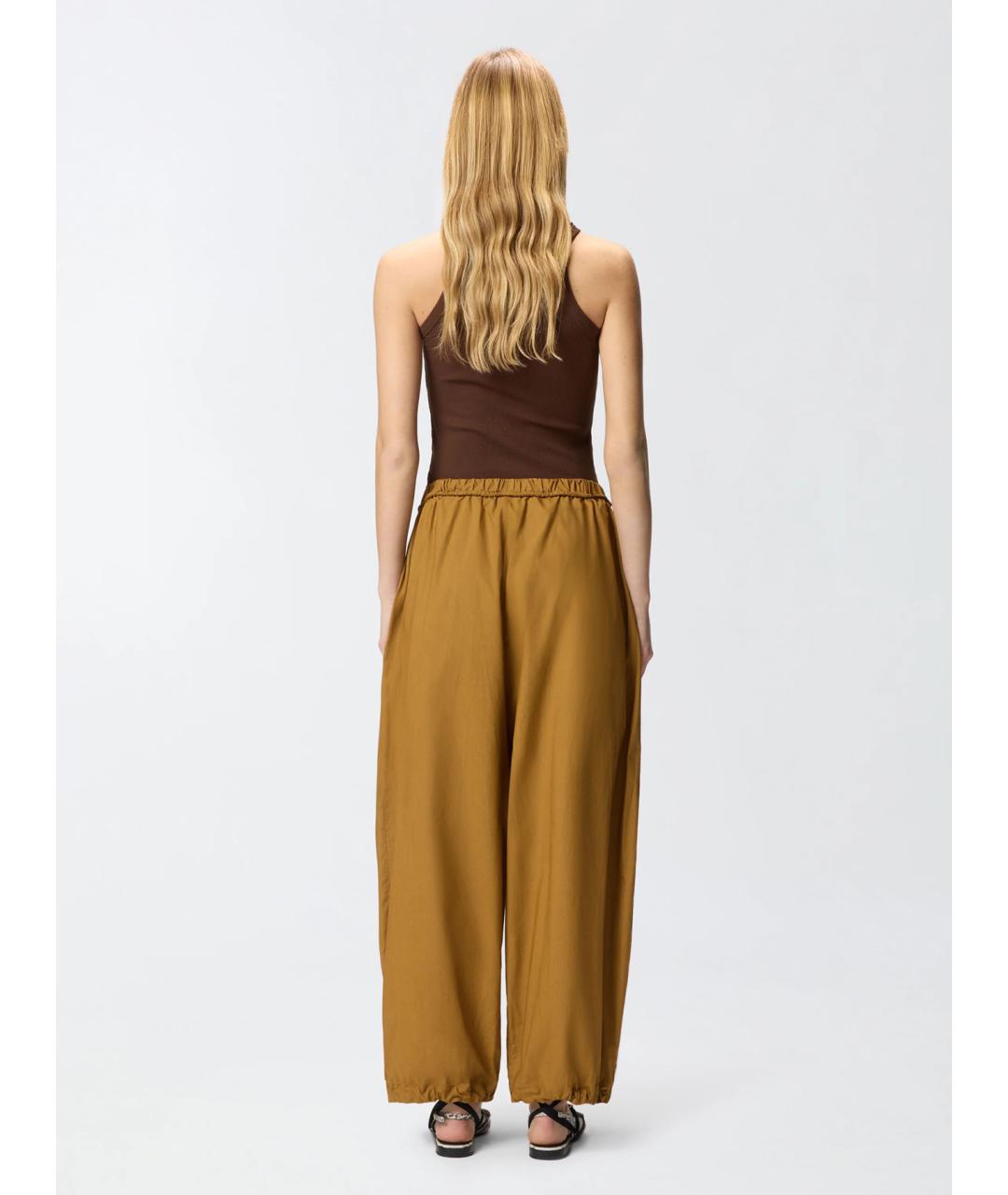 PINKO Желтые хлопковые прямые брюки, фото 4