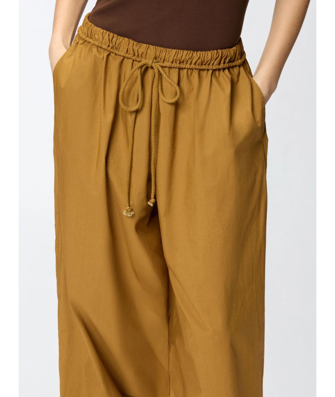 PINKO Желтые хлопковые прямые брюки, фото 5
