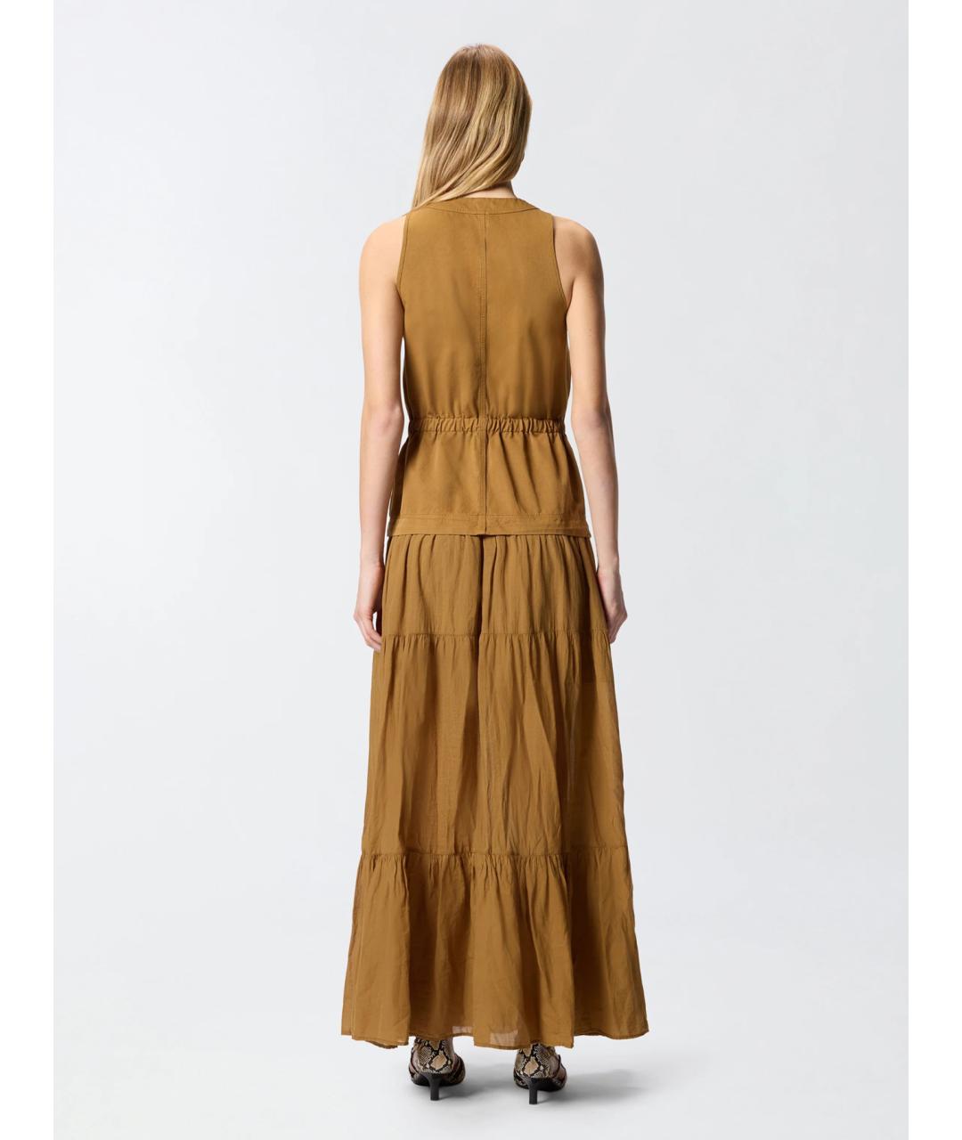 PINKO Горчичное хлопковое повседневное платье, фото 4