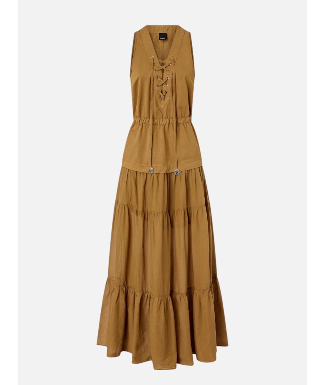 PINKO Горчичное хлопковое повседневное платье, фото 7