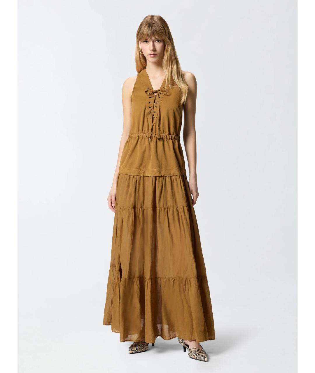 PINKO Горчичное хлопковое повседневное платье, фото 3