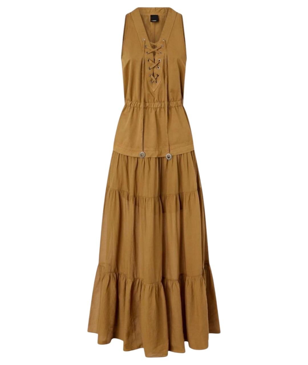 PINKO Горчичное хлопковое повседневное платье, фото 1