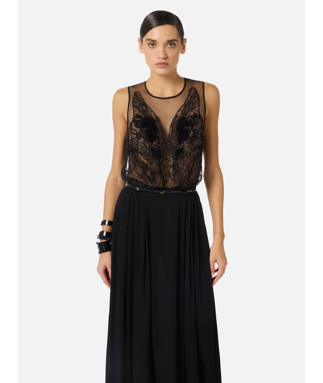 ELISABETTA FRANCHI Черное вискозное вечернее платье, фото 3
