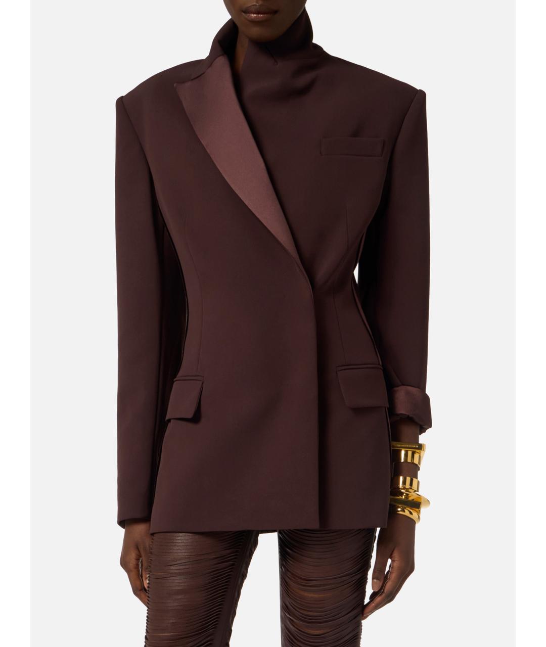 ELISABETTA FRANCHI Бордовый полиэстеровый жакет/пиджак, фото 4