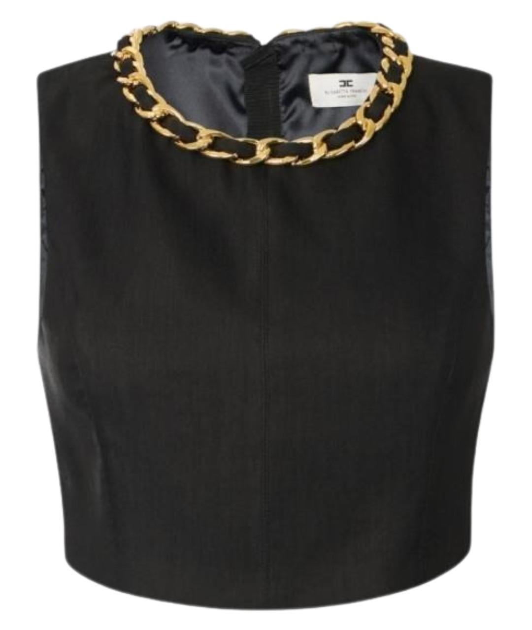 ELISABETTA FRANCHI Черная льняная блузы, фото 1