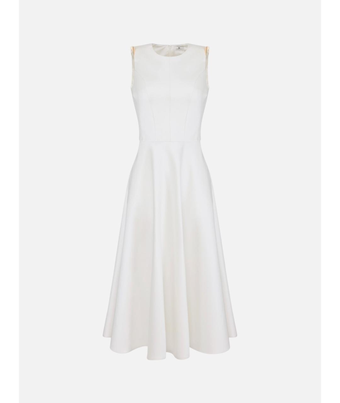 ELISABETTA FRANCHI Белое полиэстеровое коктейльное платье, фото 6