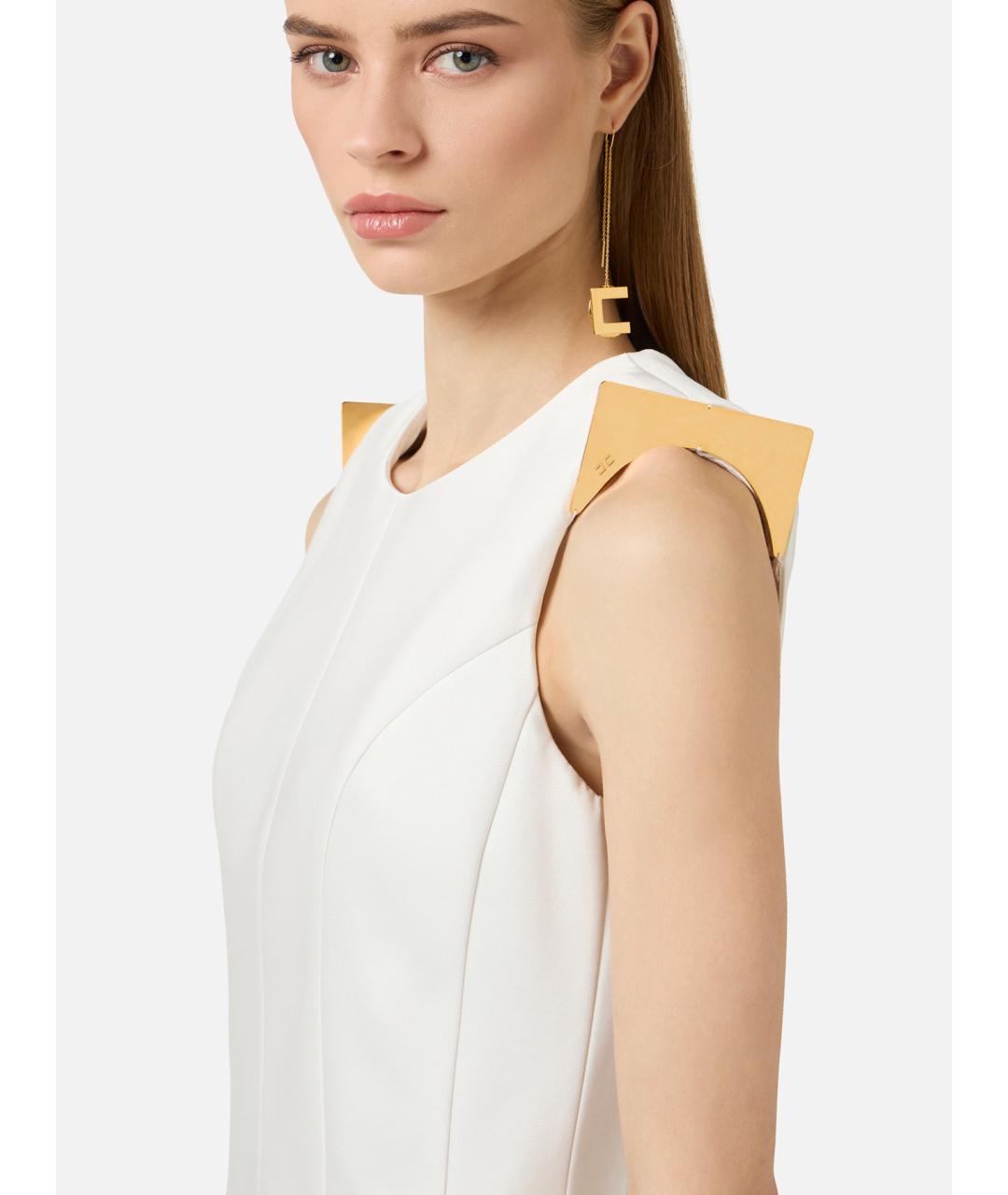 ELISABETTA FRANCHI Белое полиэстеровое коктейльное платье, фото 5