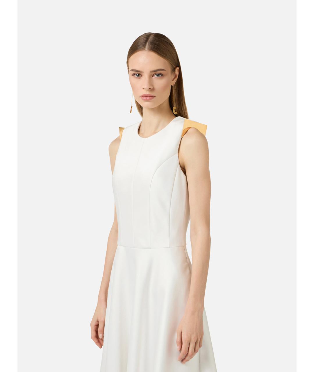 ELISABETTA FRANCHI Белое полиэстеровое коктейльное платье, фото 3