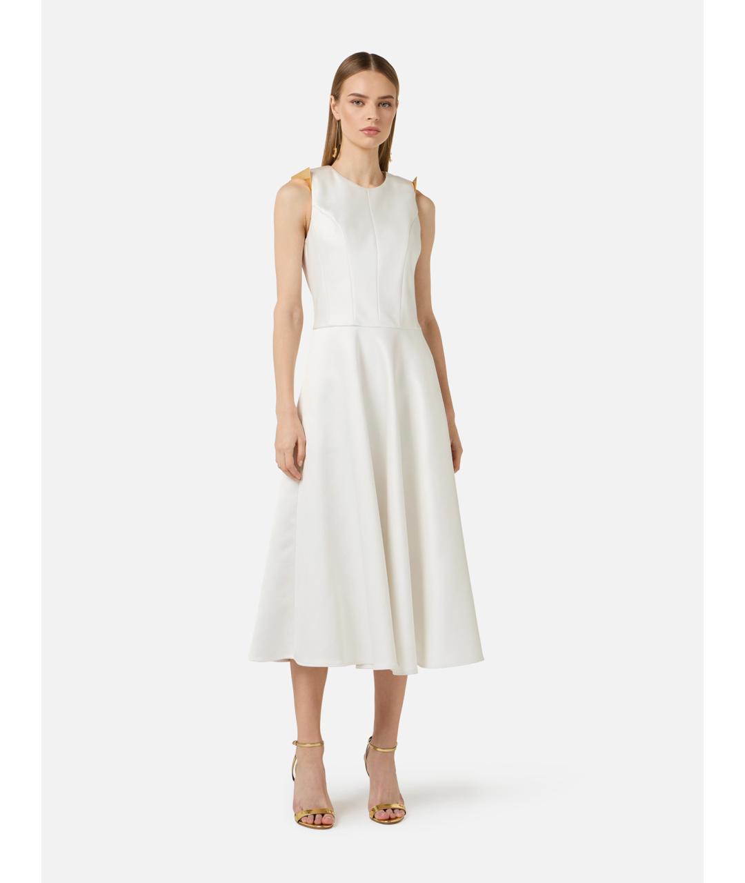 ELISABETTA FRANCHI Белое полиэстеровое коктейльное платье, фото 2