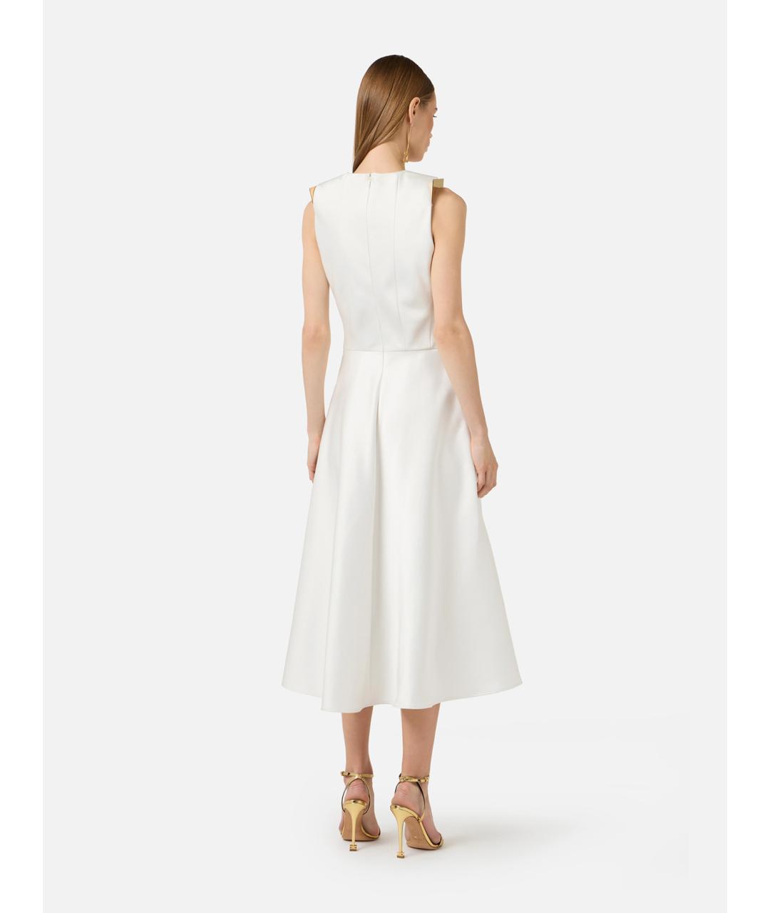 ELISABETTA FRANCHI Белое полиэстеровое коктейльное платье, фото 4