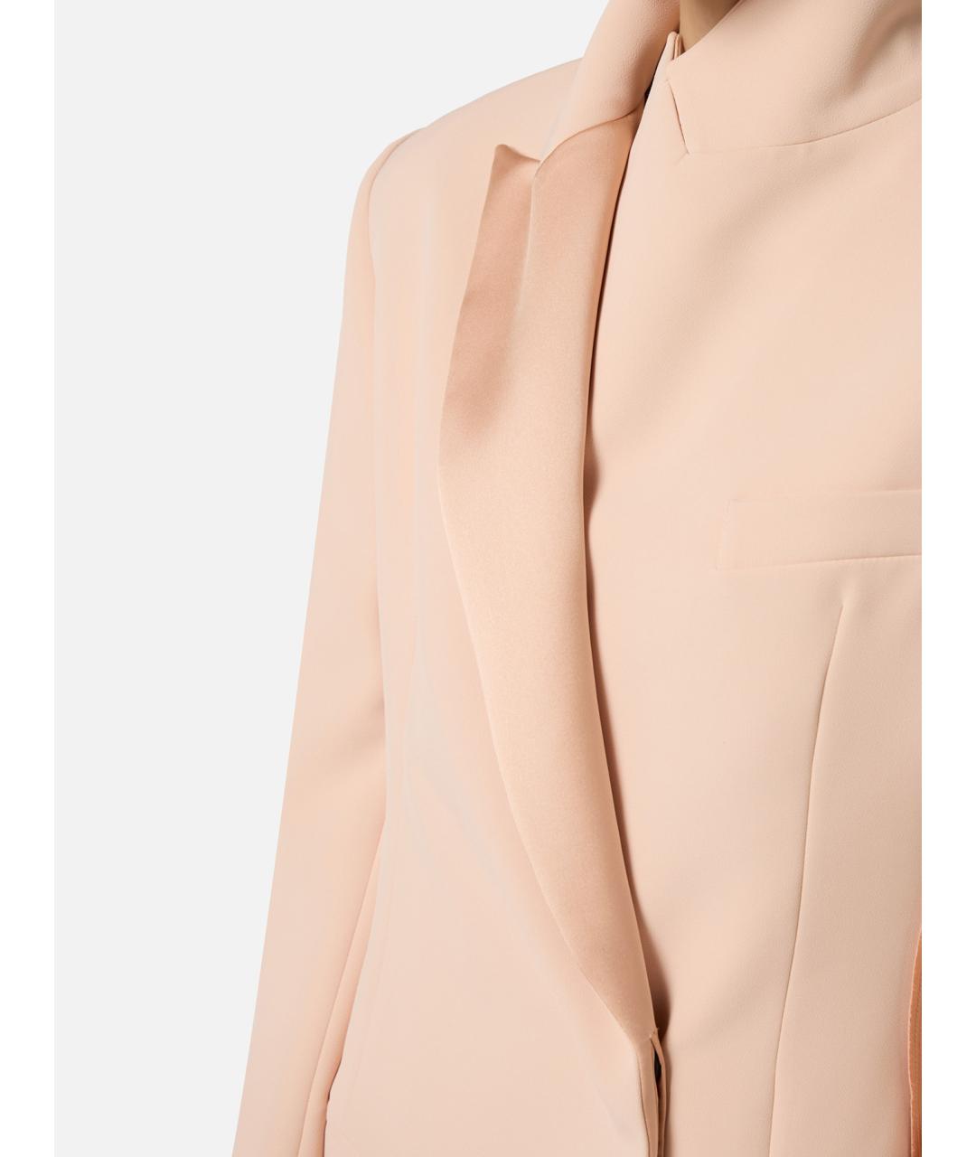 ELISABETTA FRANCHI Бежевый полиэстеровый жакет/пиджак, фото 6