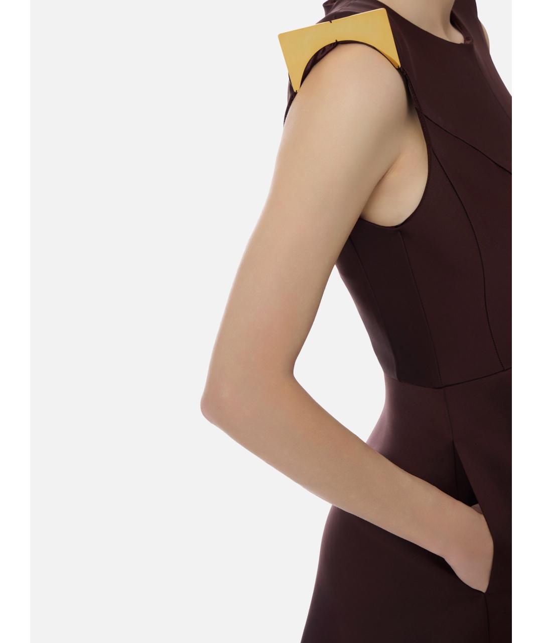 ELISABETTA FRANCHI Коричневое полиэстеровое коктейльное платье, фото 3