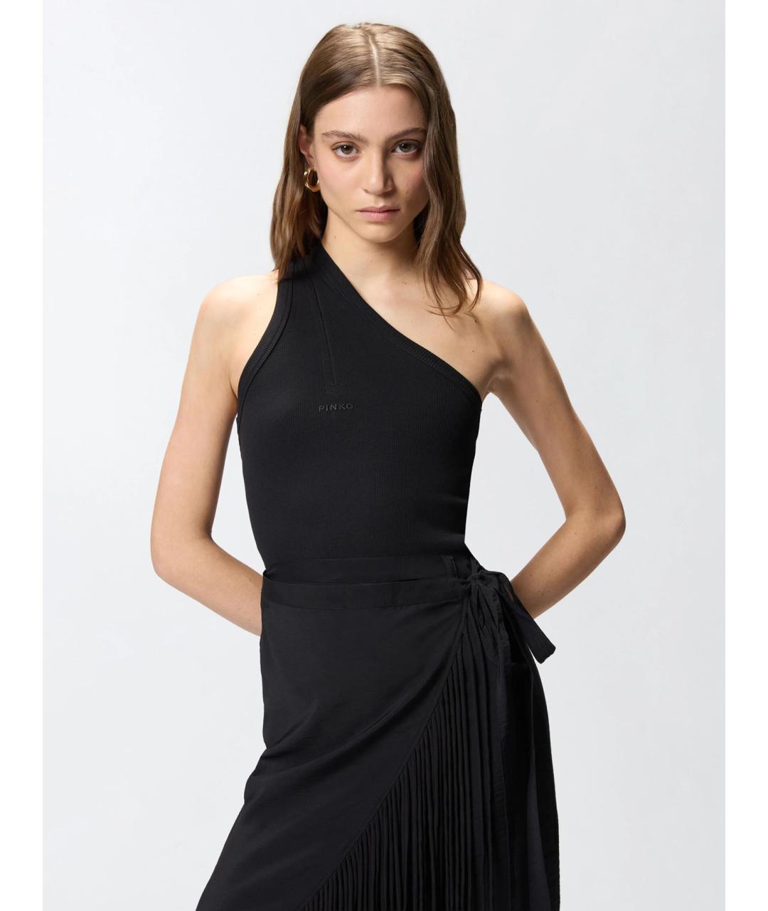 PINKO Черная хлопковая майка, фото 3