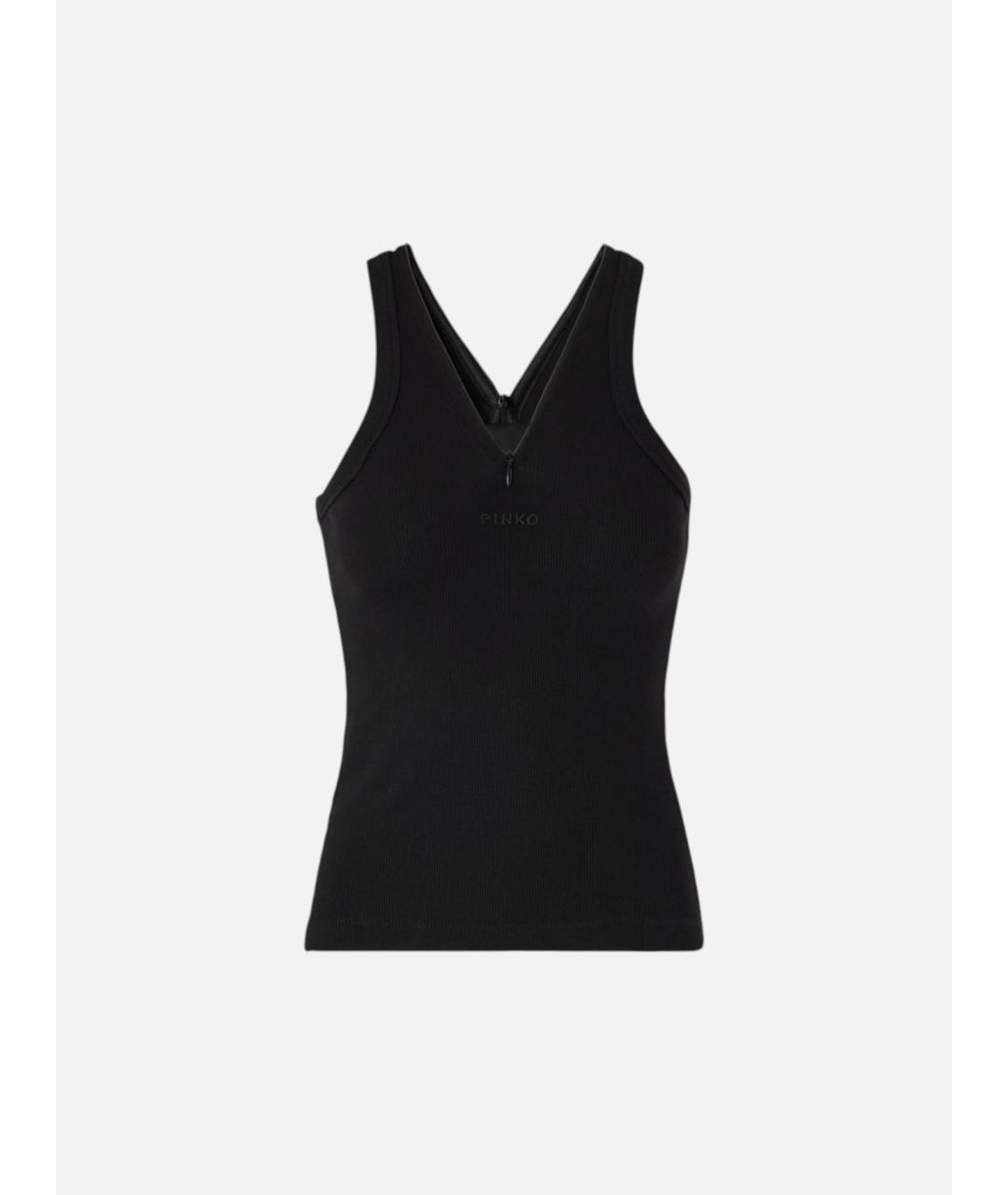PINKO Черная хлопковая майка, фото 7