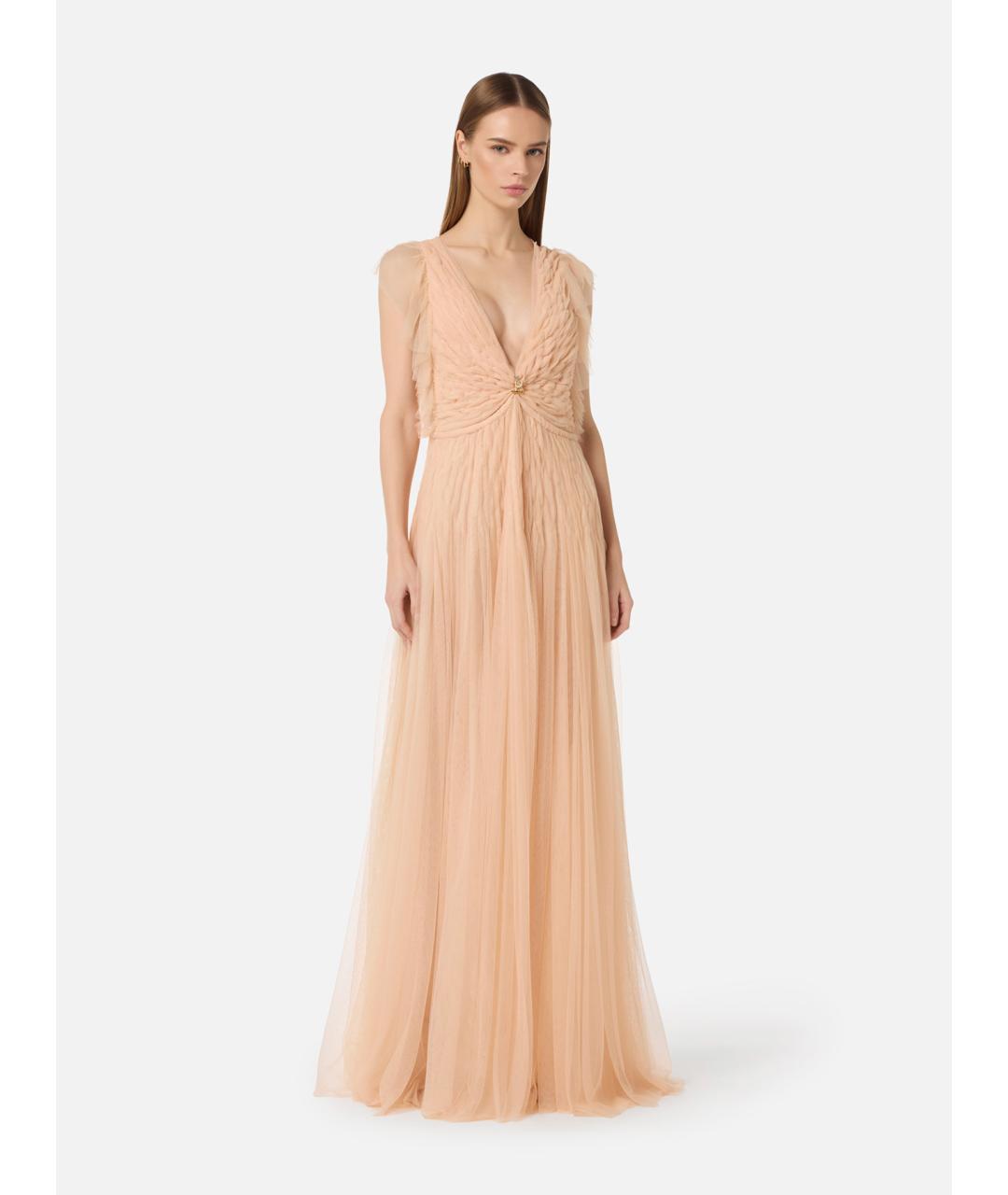 ELISABETTA FRANCHI Розовое полиамидовое вечернее платье, фото 2