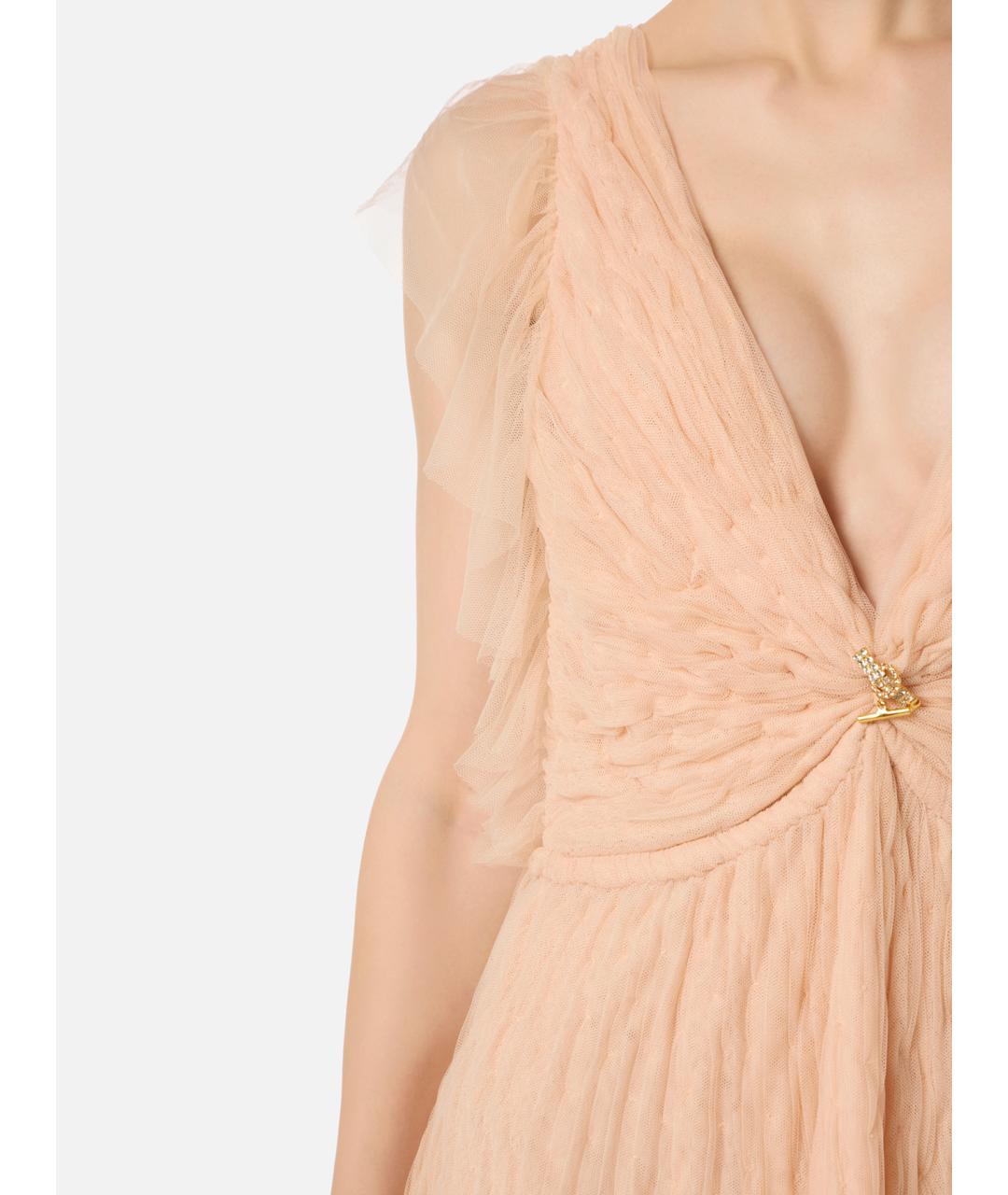 ELISABETTA FRANCHI Розовое полиамидовое вечернее платье, фото 4