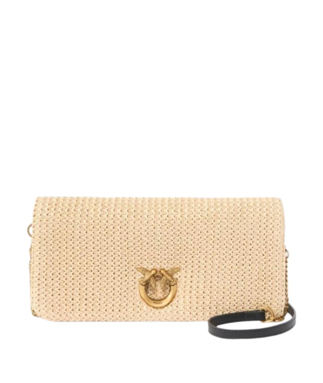 PINKO Бежевая пелетеная сумка через плечо, фото 1