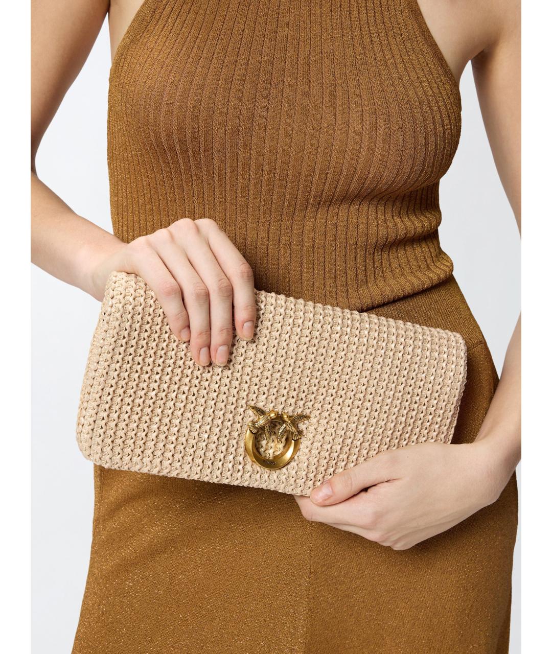 PINKO Бежевая пелетеная сумка через плечо, фото 3