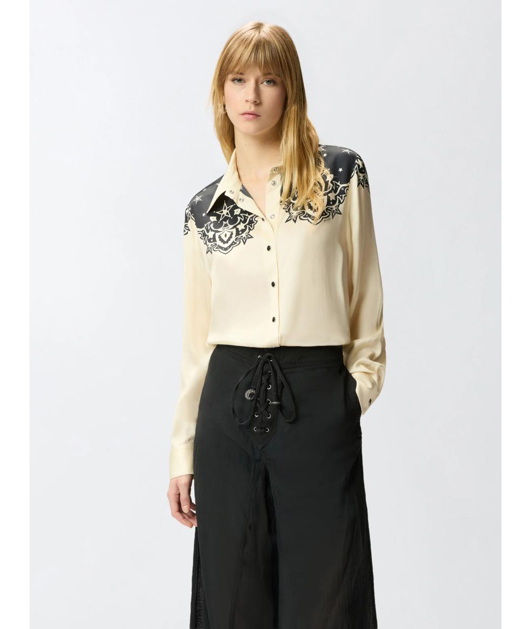 PINKO Бежевая вискозная рубашка, фото 3