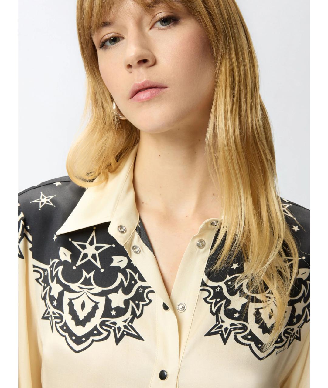 PINKO Бежевая вискозная рубашка, фото 5