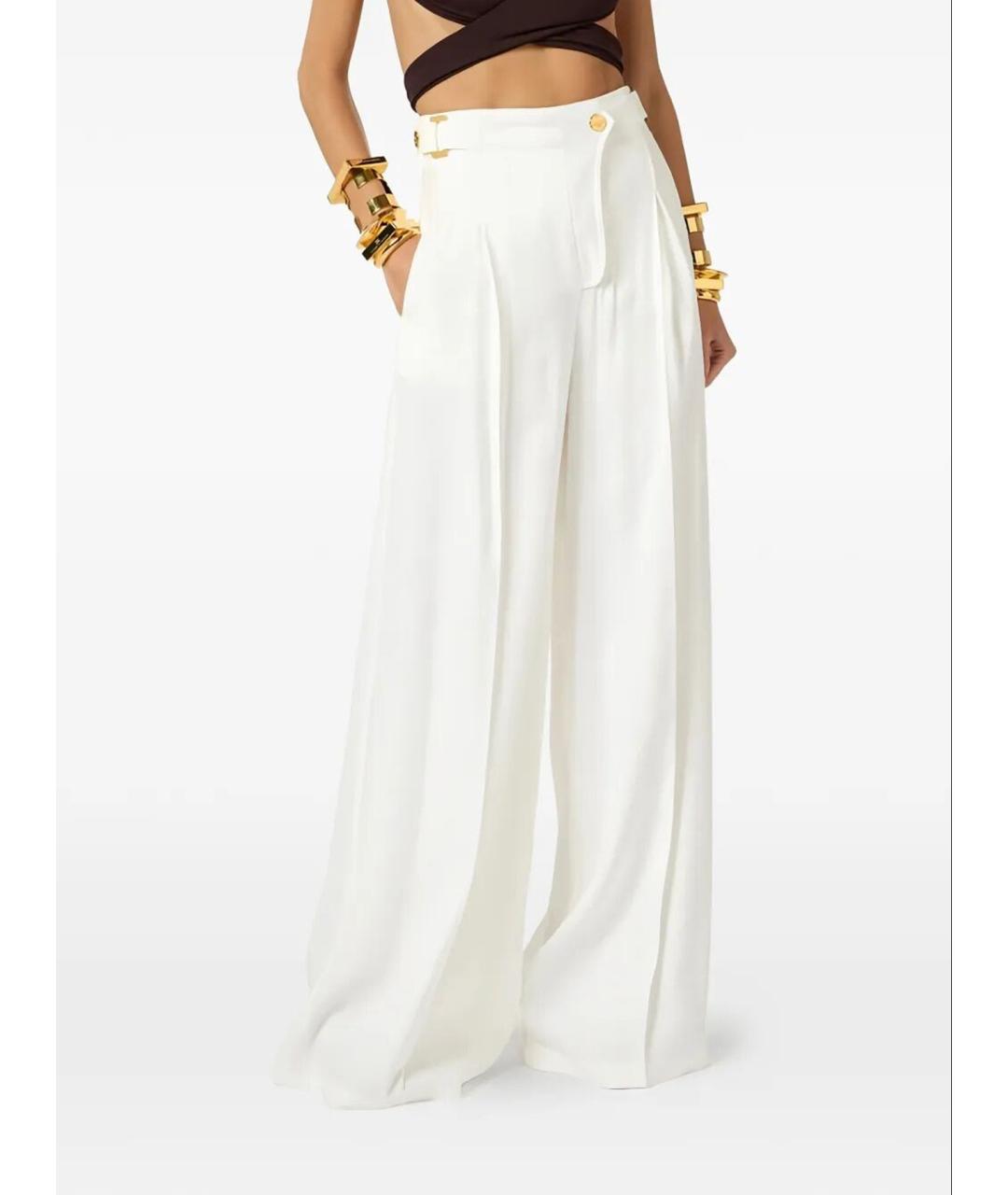 ELISABETTA FRANCHI Белые льняные брюки широкие, фото 3