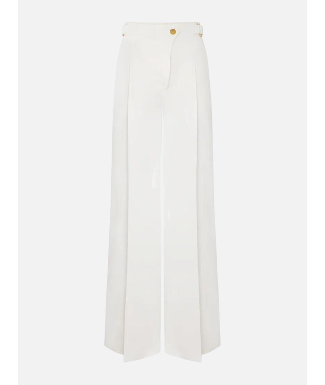 ELISABETTA FRANCHI Белые льняные брюки широкие, фото 6
