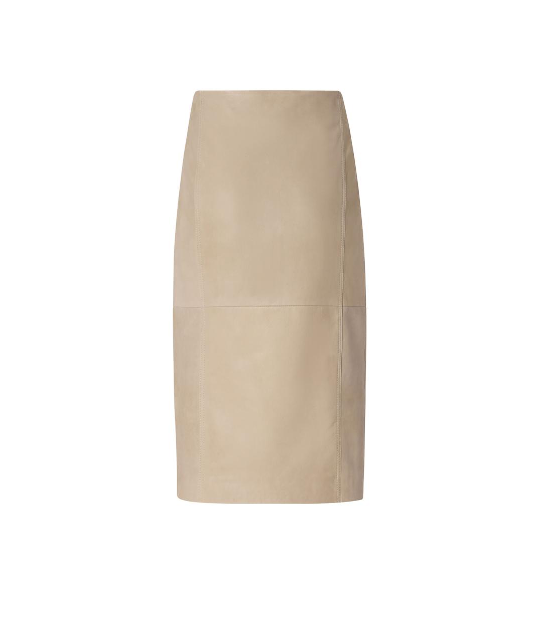 PINKO Бежевая кожаная юбка миди, фото 2