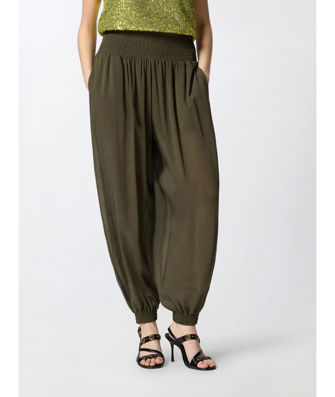 PINKO Зеленые вискозные прямые брюки, фото 3