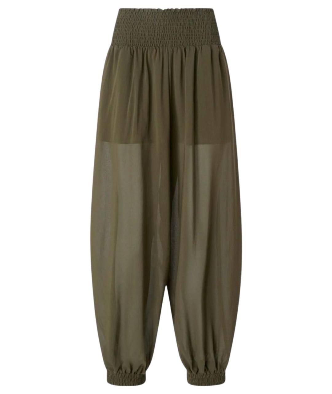PINKO Зеленые вискозные брюки широкие, фото 1