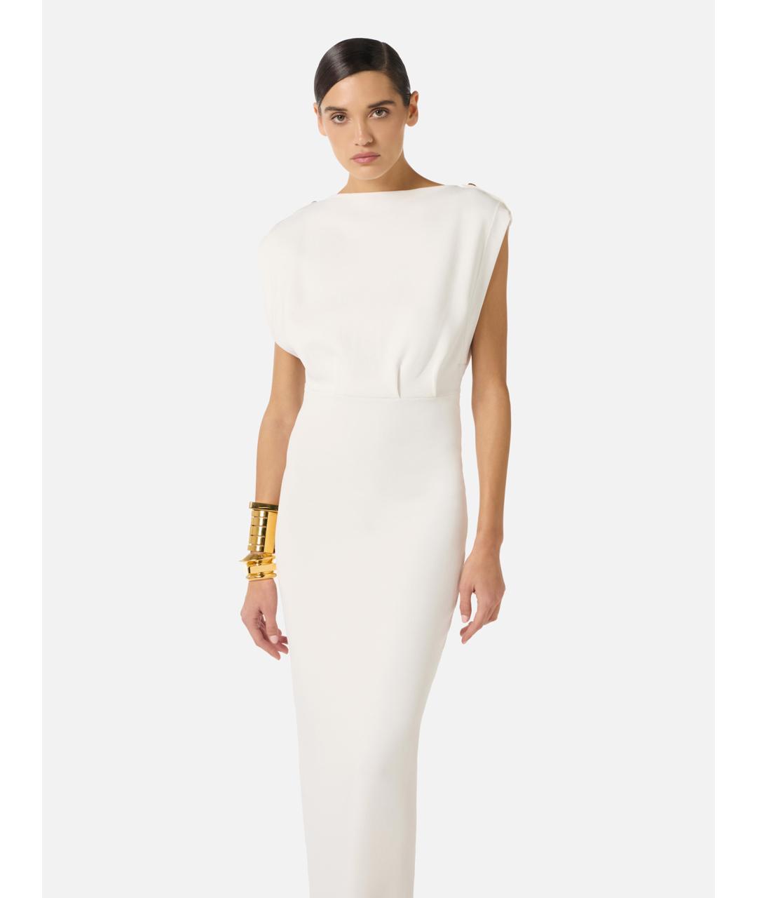 ELISABETTA FRANCHI Белое вискозное вечернее платье, фото 2