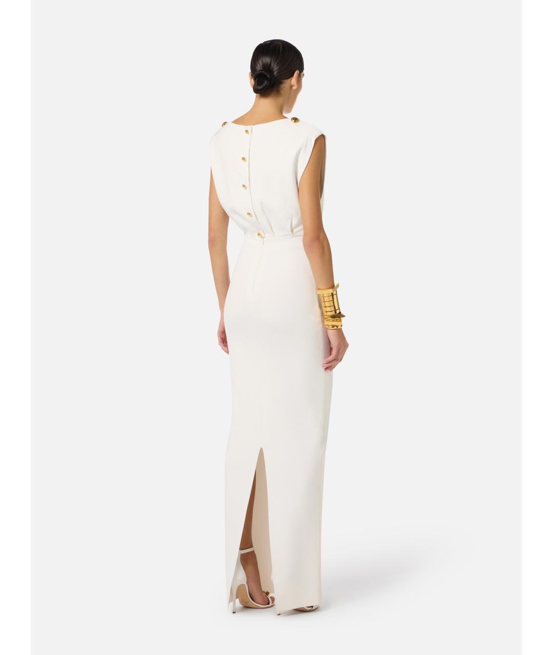 ELISABETTA FRANCHI Белое вискозное вечернее платье, фото 4