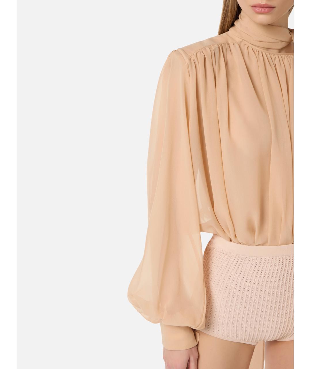 ELISABETTA FRANCHI Бежевое шелковое боди, фото 5